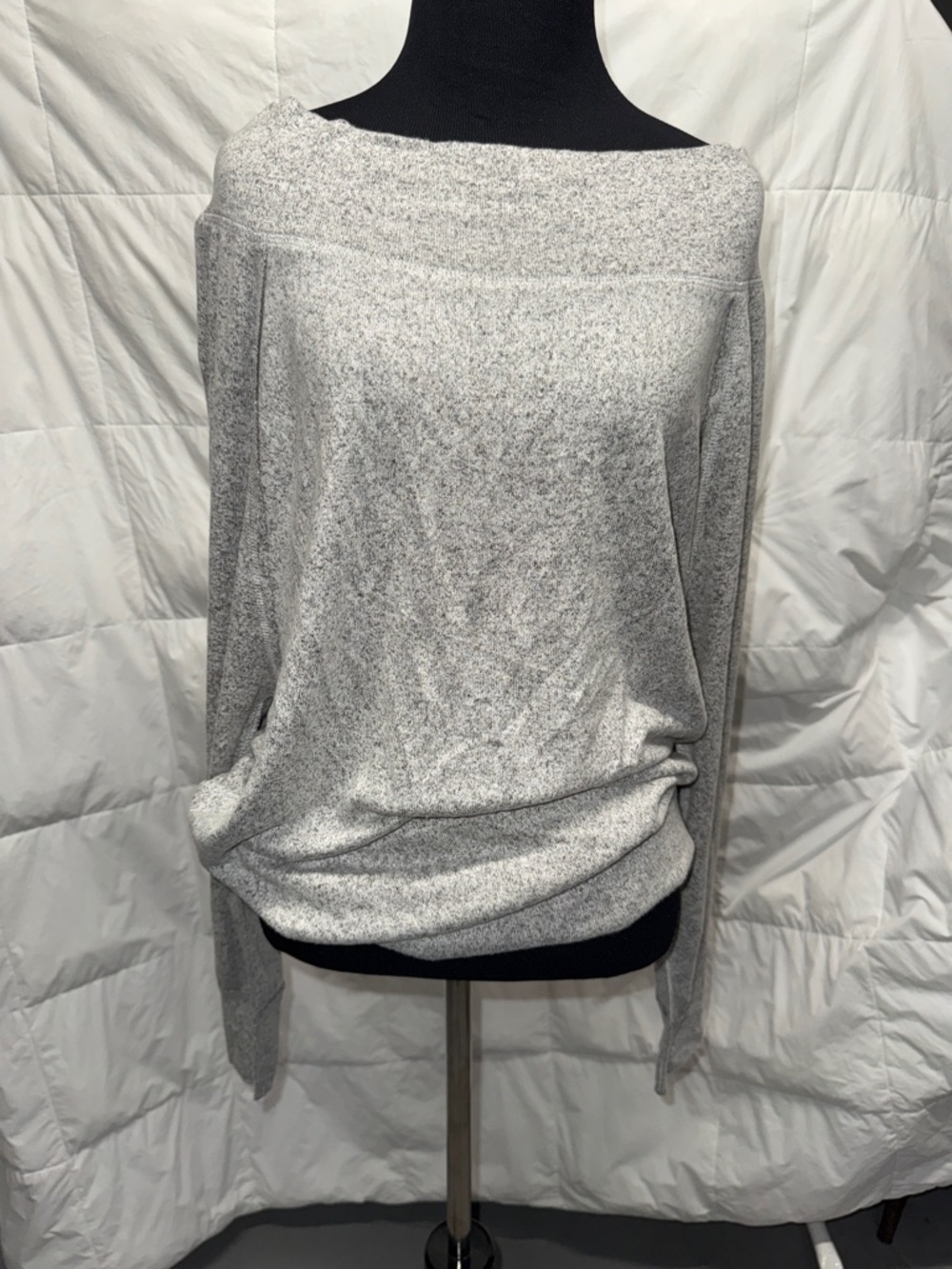 Lulu's Light Heather Gray Off-Shoulder Long Sleeve Top